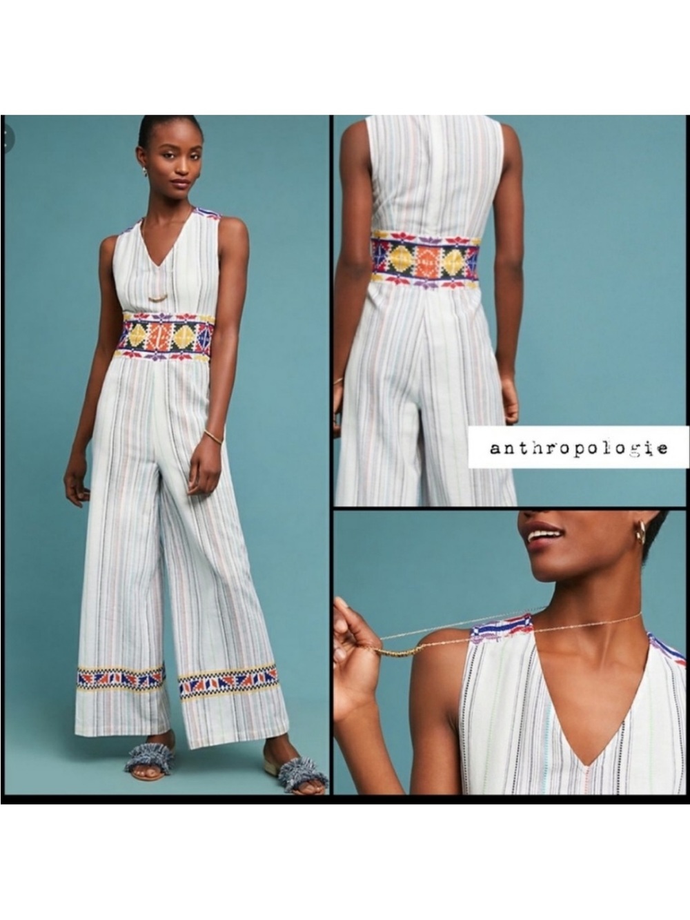 Anthropologie  LAIA Glory Embroidered Jumpsuit small